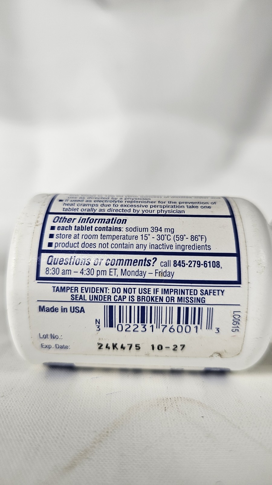 Sodium Chloride Tablets Salt 1 Gm 100ct Exp. 10/2027