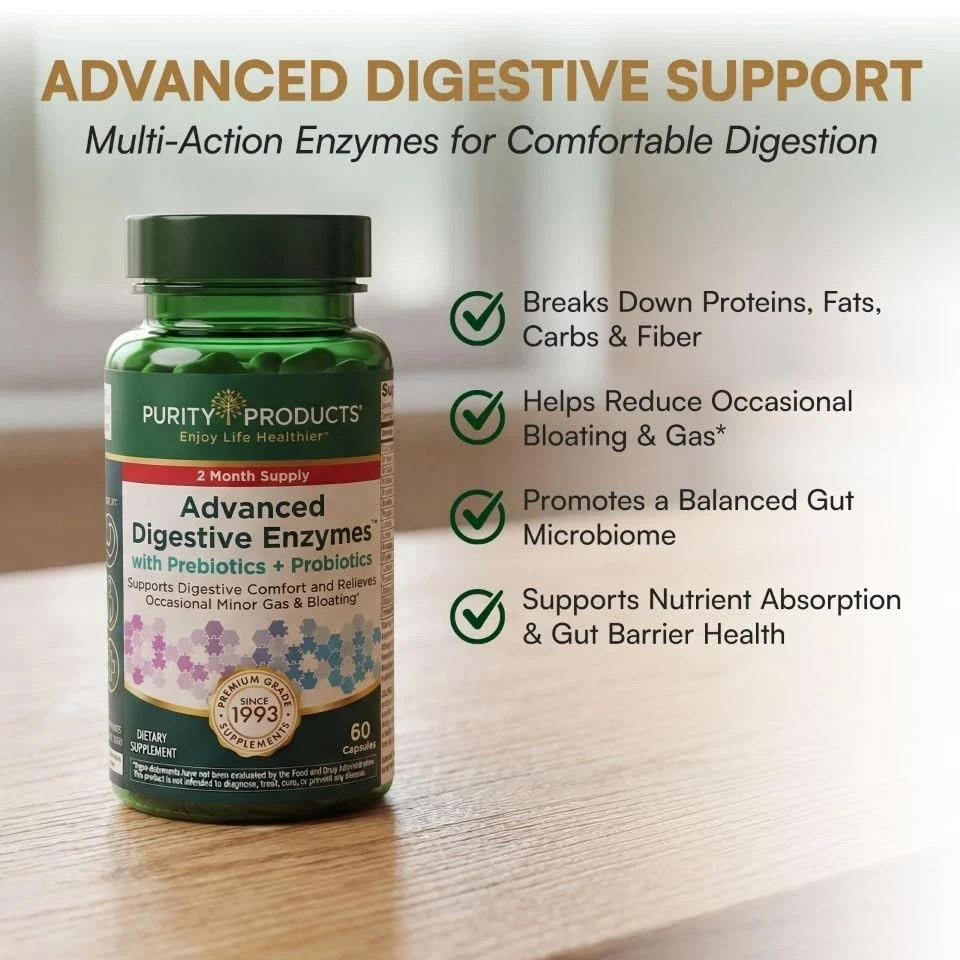 Purity Products Advanced Digestive Enzymes Probiotics & Prebiotics 60 Capsules
