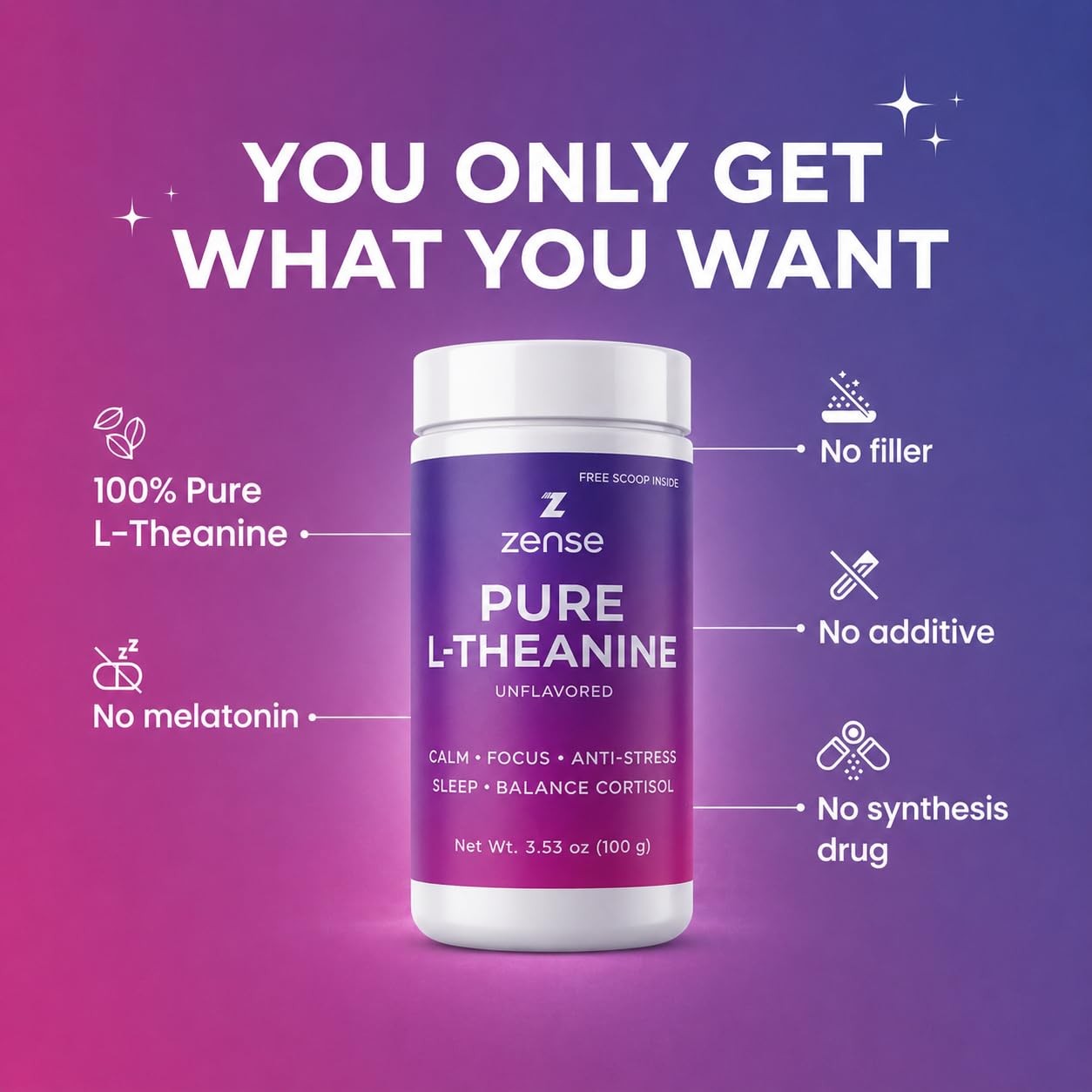 Pure LTheanine Powder 100% 100gm500 Servings Natural LTheanine Supplement On…