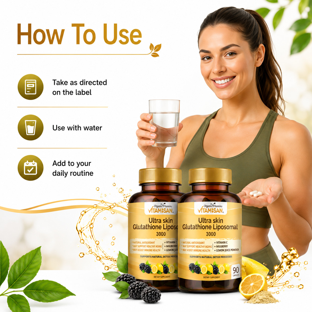 Liposomal Glutathione organic Vitamins 3000mg – 90 Capsules Ultra Master Liver D
