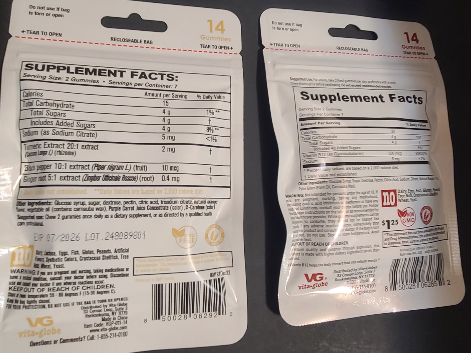 Vita-Globe Super Probiotics, Mushroom, TURMERIC, & B12 Gummy Supplements