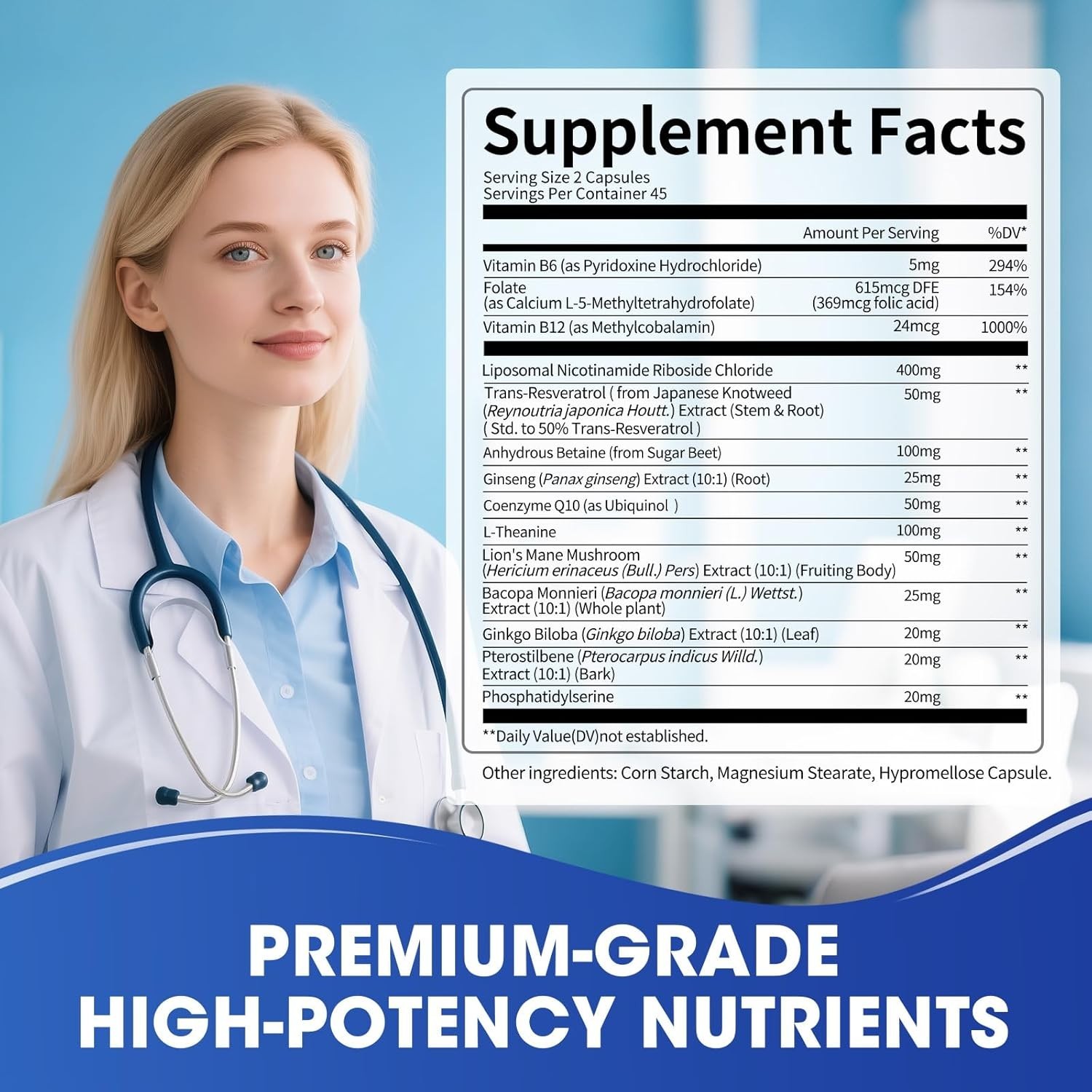 90 Ct NAD+ Supplement – Liposomal NAD+ with Resveratrol, Betaine & L-Theanine,