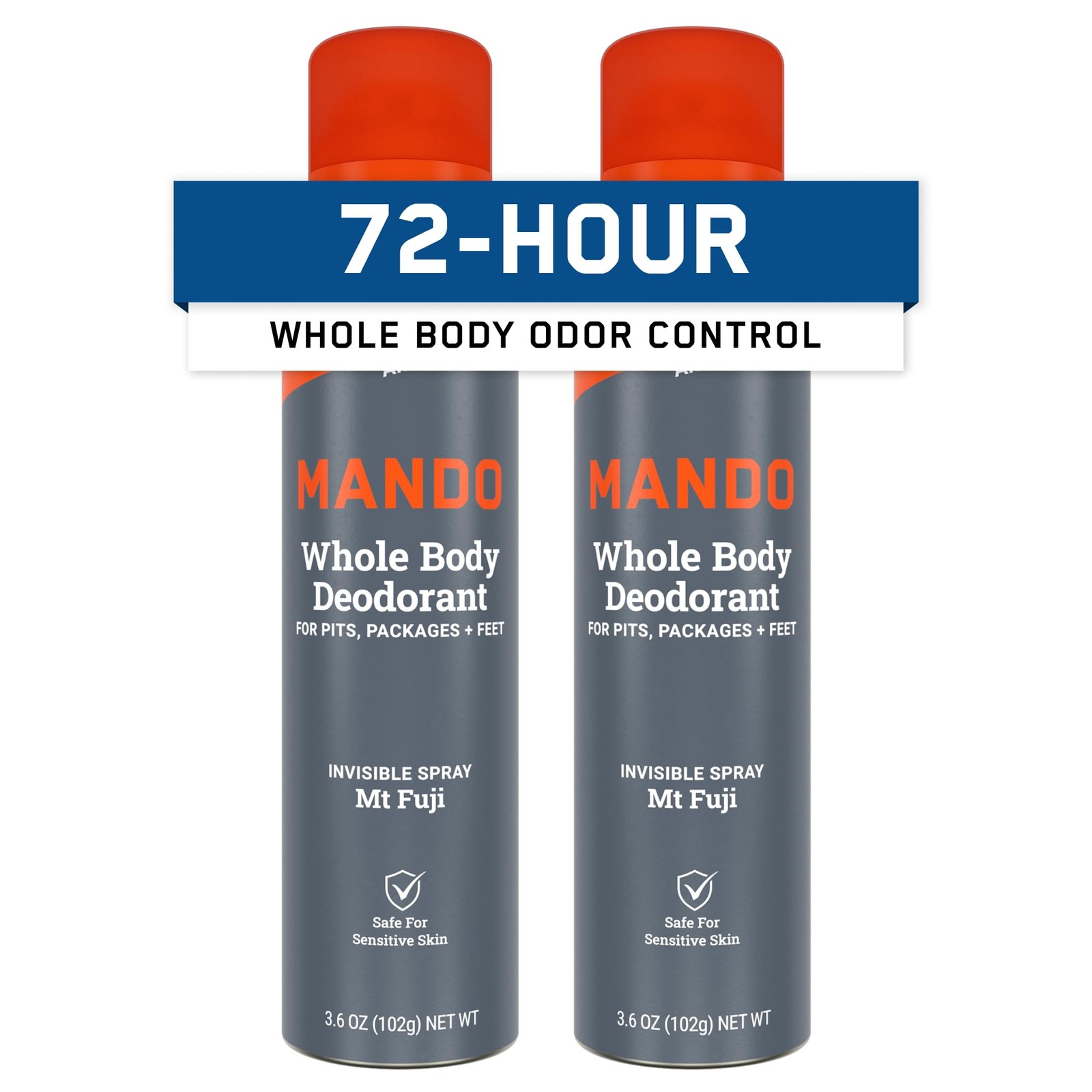 Mando Whole Body Deodorant For Men – Invisible Spray 3.6 Ounce (Pack of 2)