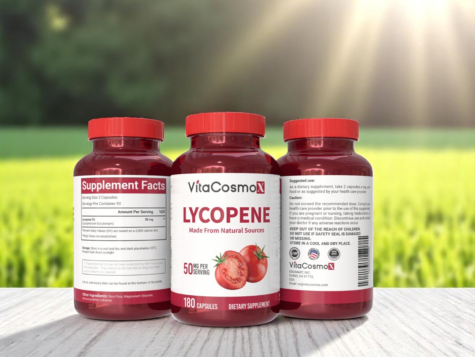 VitaCosmoX Lycopene 50mg Antioxidant & Prostate Health Support 180 Capsules