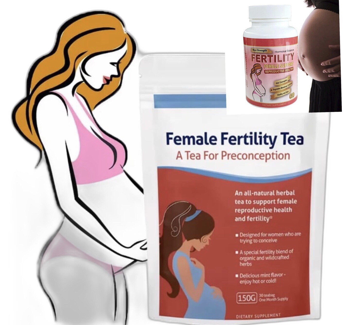 Wins Town Fertility Tablet for Women 1. Fertility Tea with 1 Prenatal Vitamins