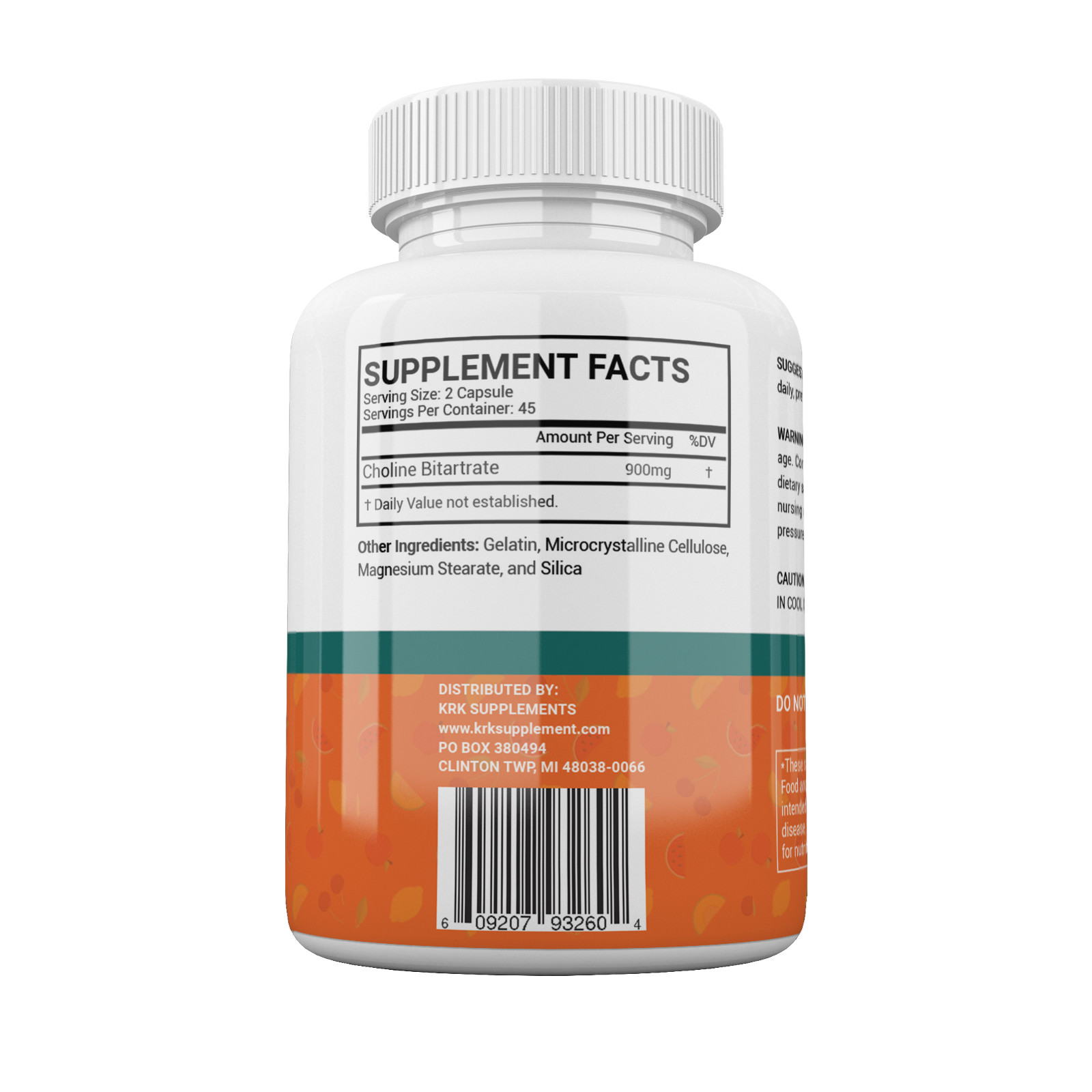 Choline Bitartrate 900mg per serving Brain Memory Booster Nootropic Fatty Liver