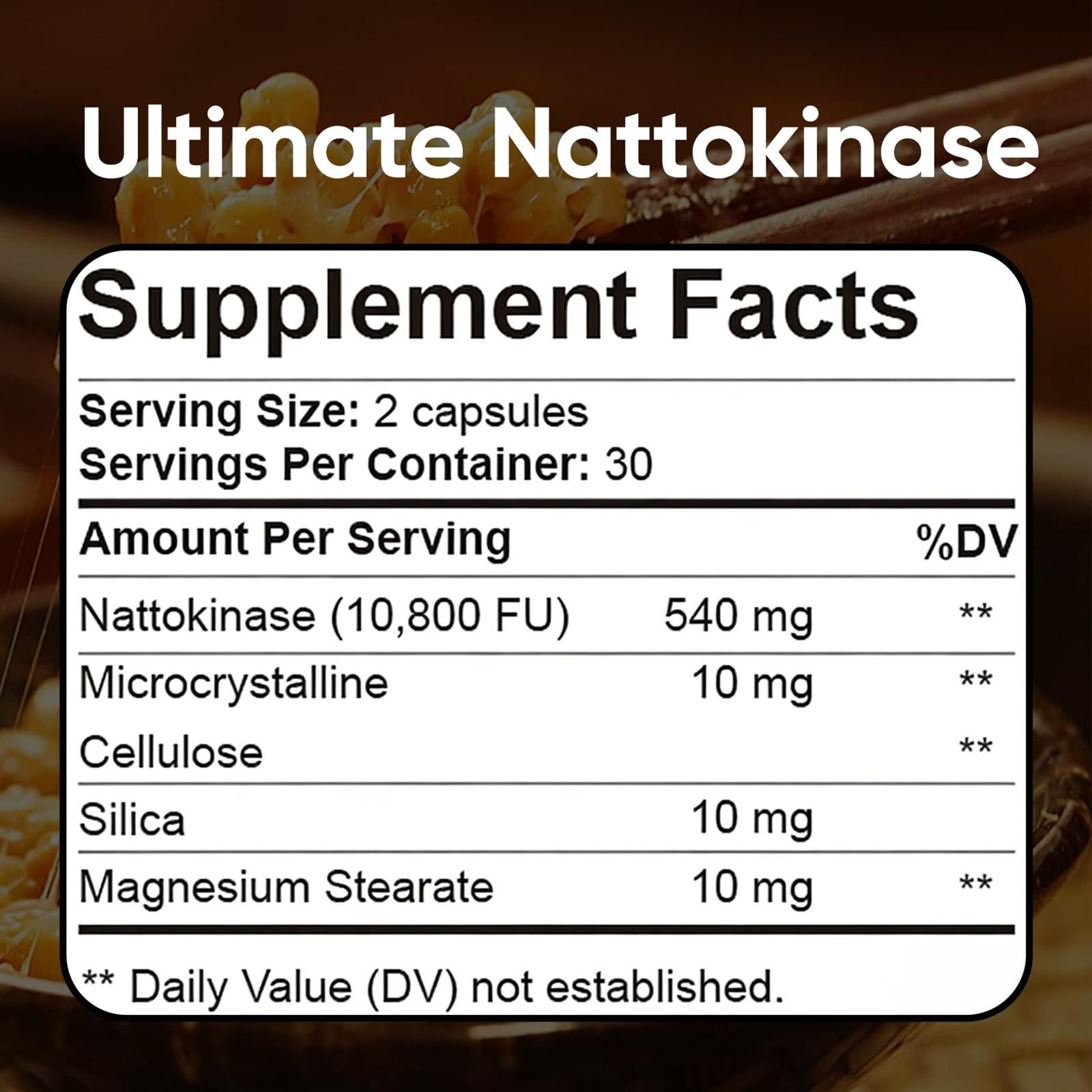 Nattokinase Ultimate Supplement with 10 , 800 FU of Nattokinase , Natural Suppor