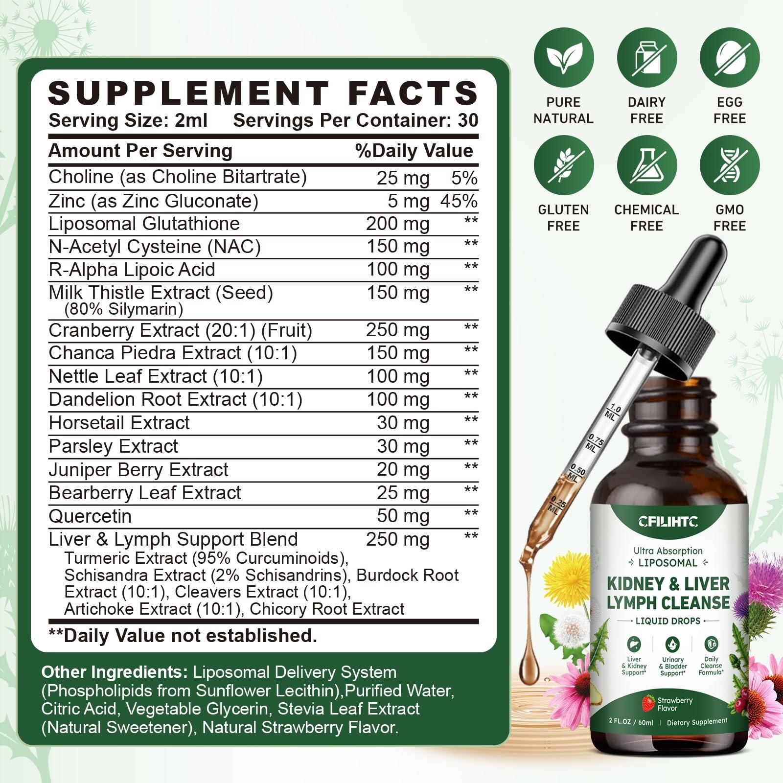Detox Kidney & Liver Cleanse Drops – Liposomal Support with Glutathione, NAC, Cr