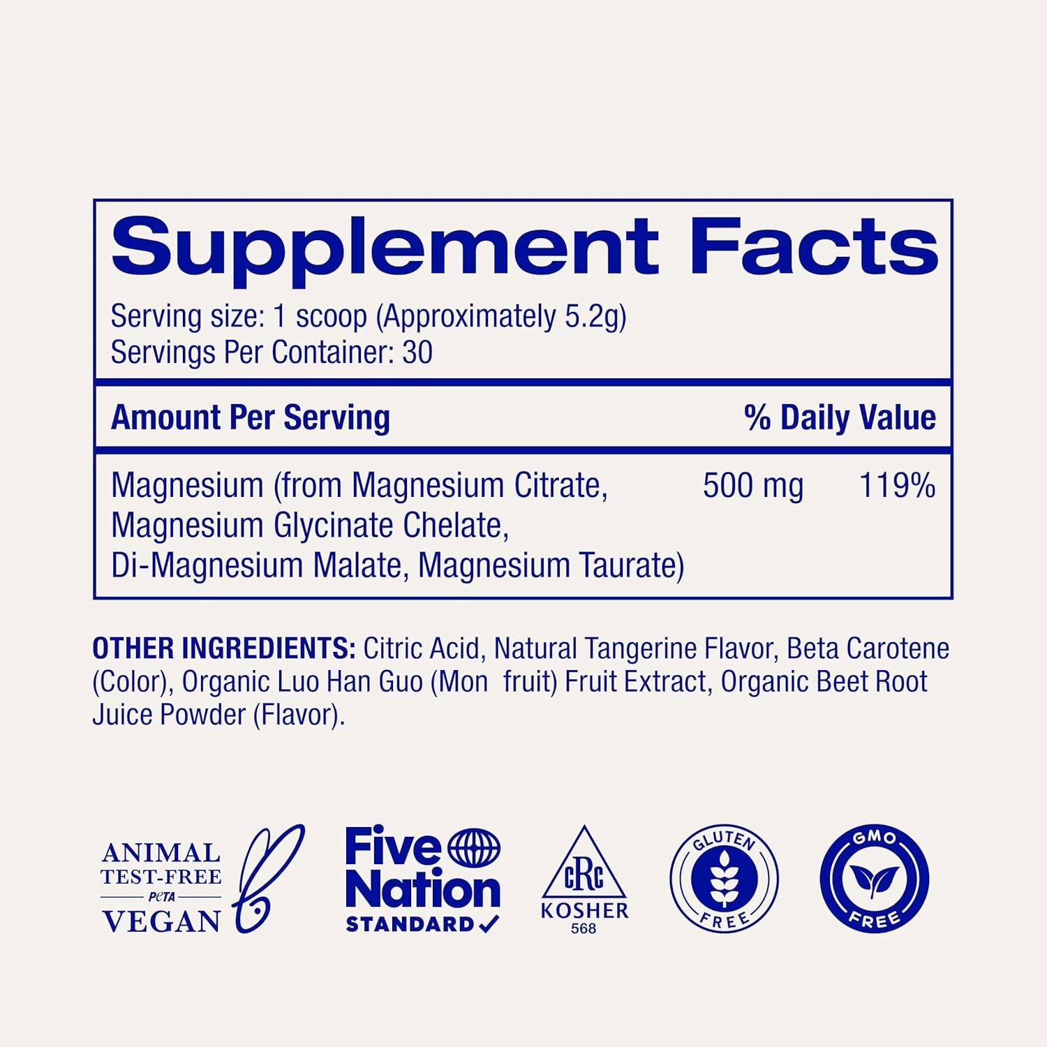 Ora Organic Magnesium Complex Powder Supplement 4in1 Magnesium Glycinate, Ta…