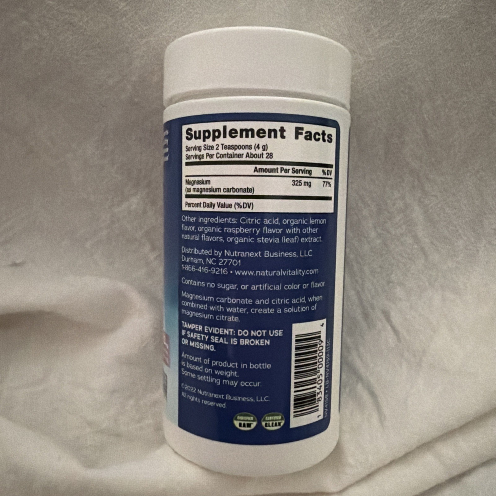 Natural Vitality Calm Magnesium Supplement Powder Raspberry Lemon 4 oz