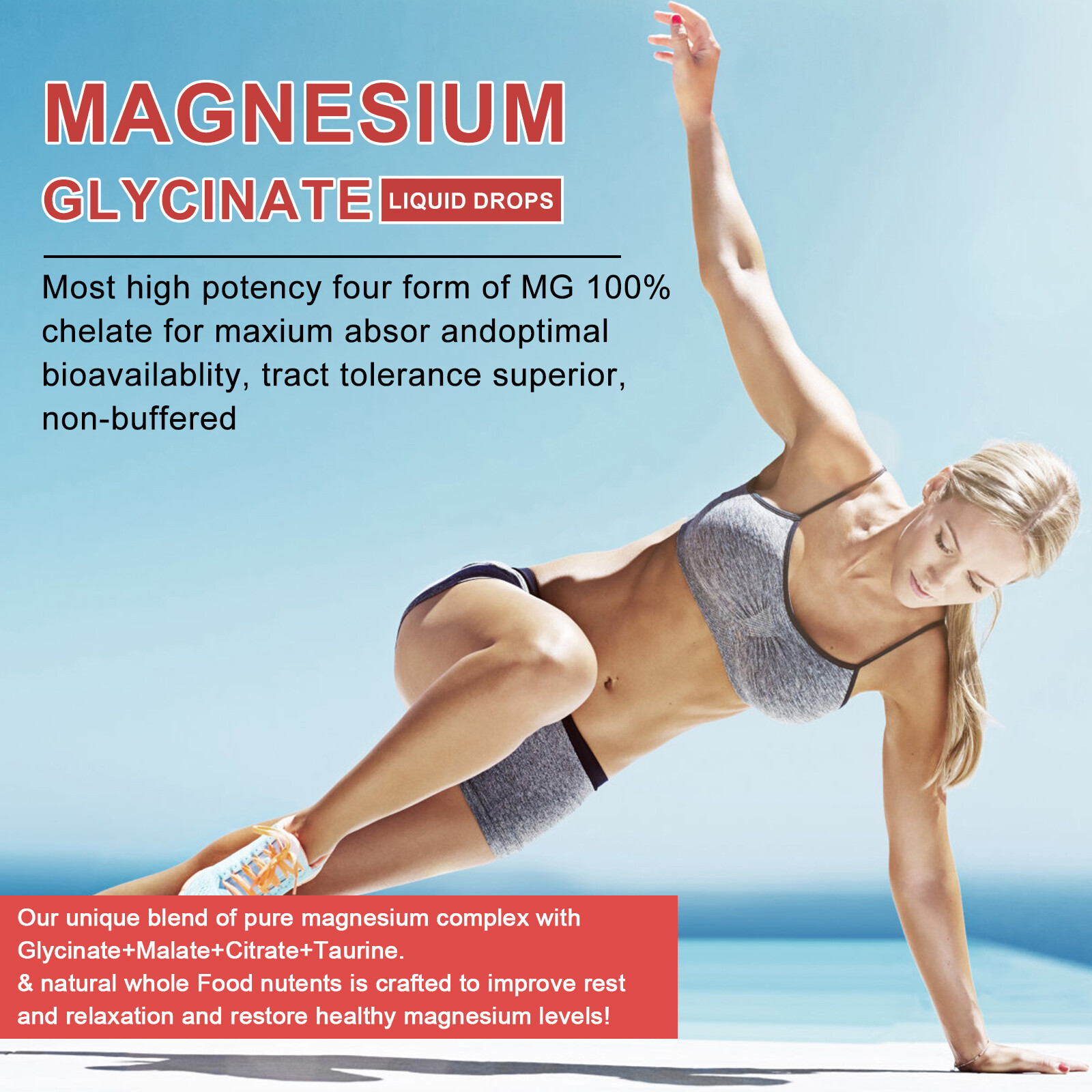 Magnesium Glycinate Liquid Drop High Potency Promotes Nerv Relief Sleep Support