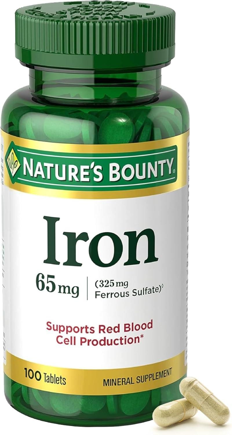 Iron 65 Mg Support Red Blood Cell Production Ferrous Sulfate 325 Mg, 100 Tabs