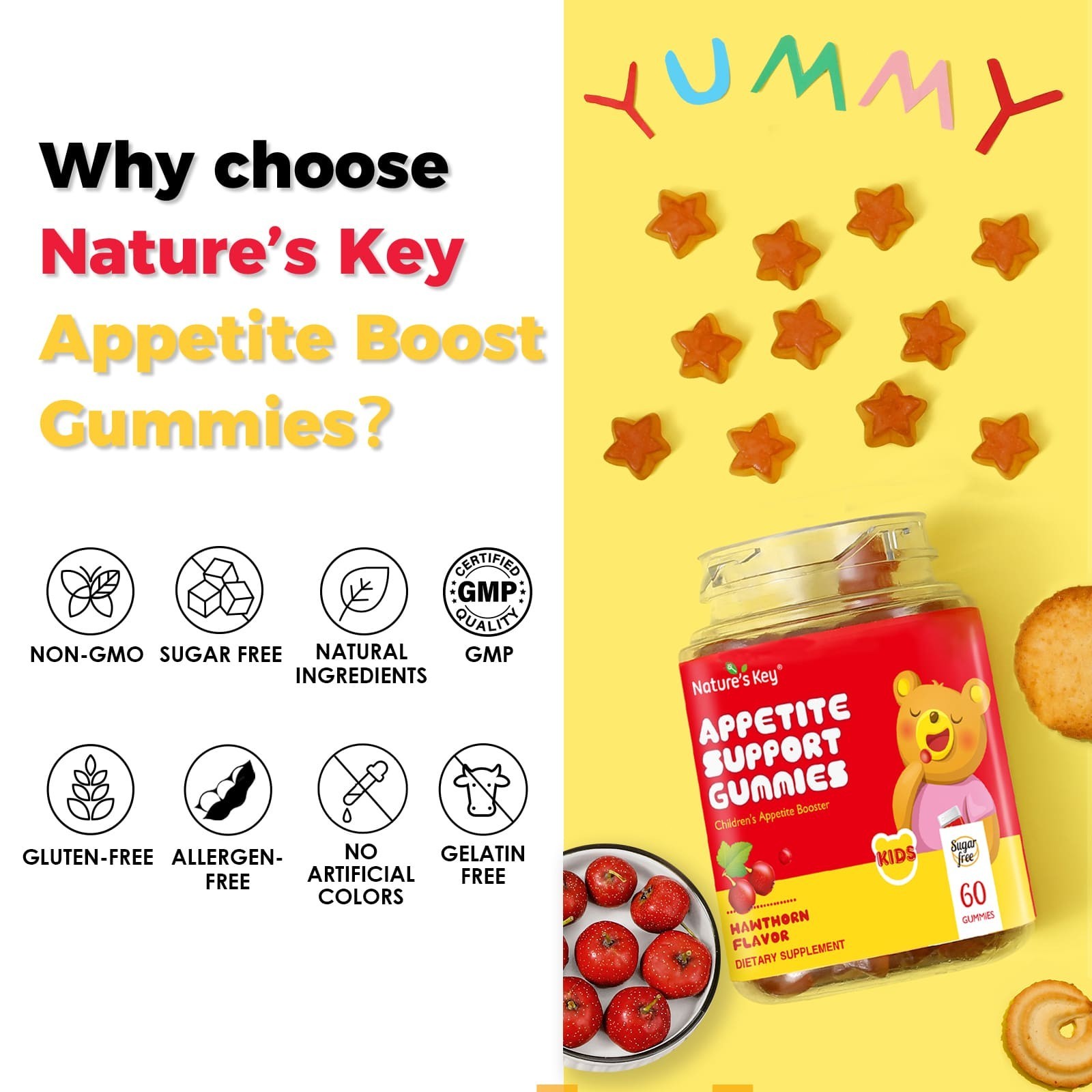 Appetite Booster Gummies Sugar Free 60 Count, Suitable for All Ages 60Ct