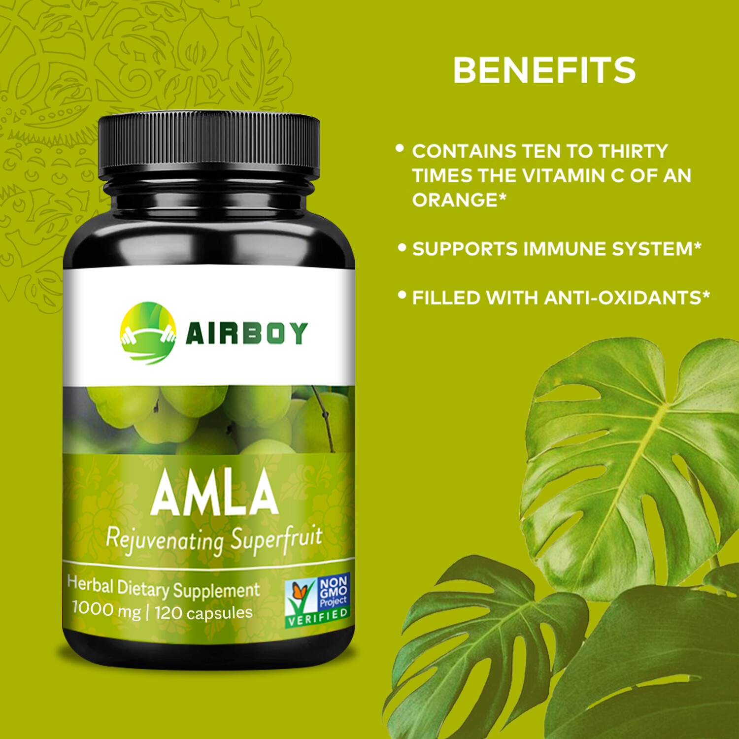 120pcs Amla 1000mg – Detox, Antioxidant, Immune Support, Fighting Free Radicals
