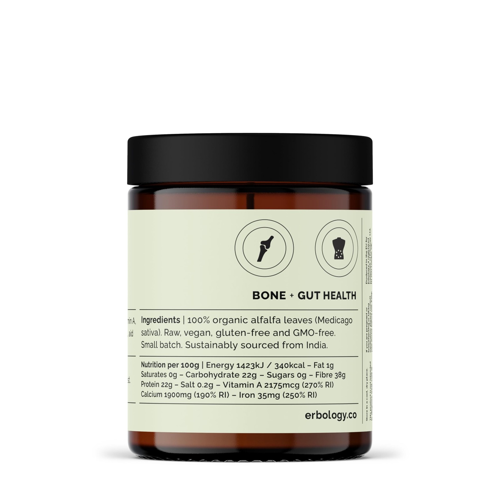 Erbology Organic Alfalfa Powder 3.2 oz – 45 Servings – Supports Bone and Gut …
