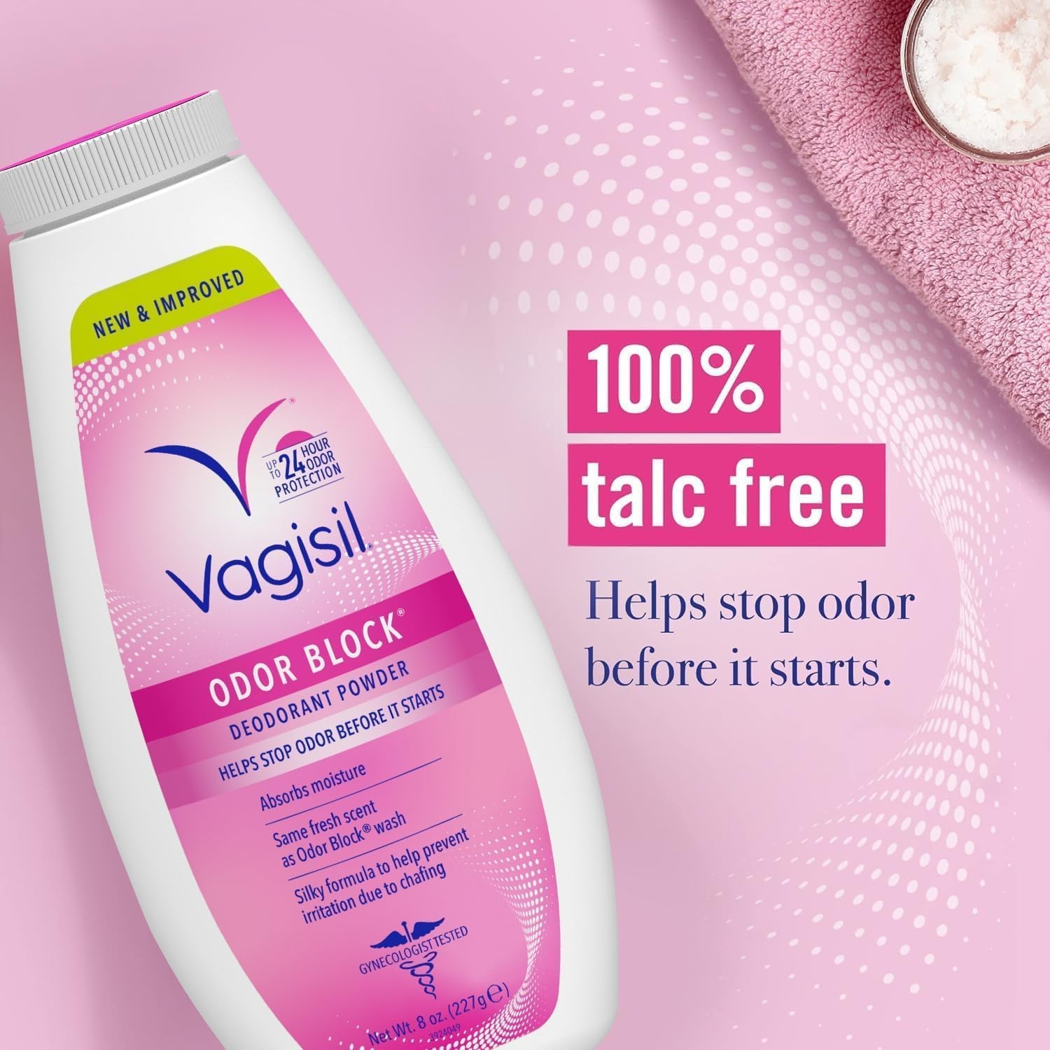 Vagisil Odor Block Deodorant Powder for Women, Helps to 8 Ounce (Pack of 1)