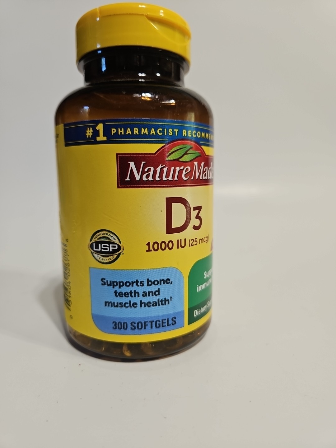 Nature Made Vitamin D3 1000 Iu Softgels 300 Count Bone Exp5/27