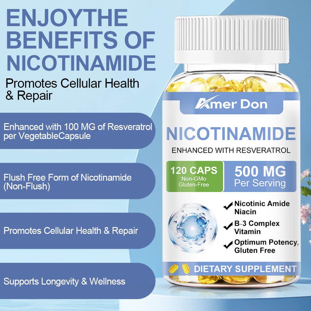 Nicotinamide 500mg | 60/120 Capsules | Non-GMO, Gluten Free | by Amer Don