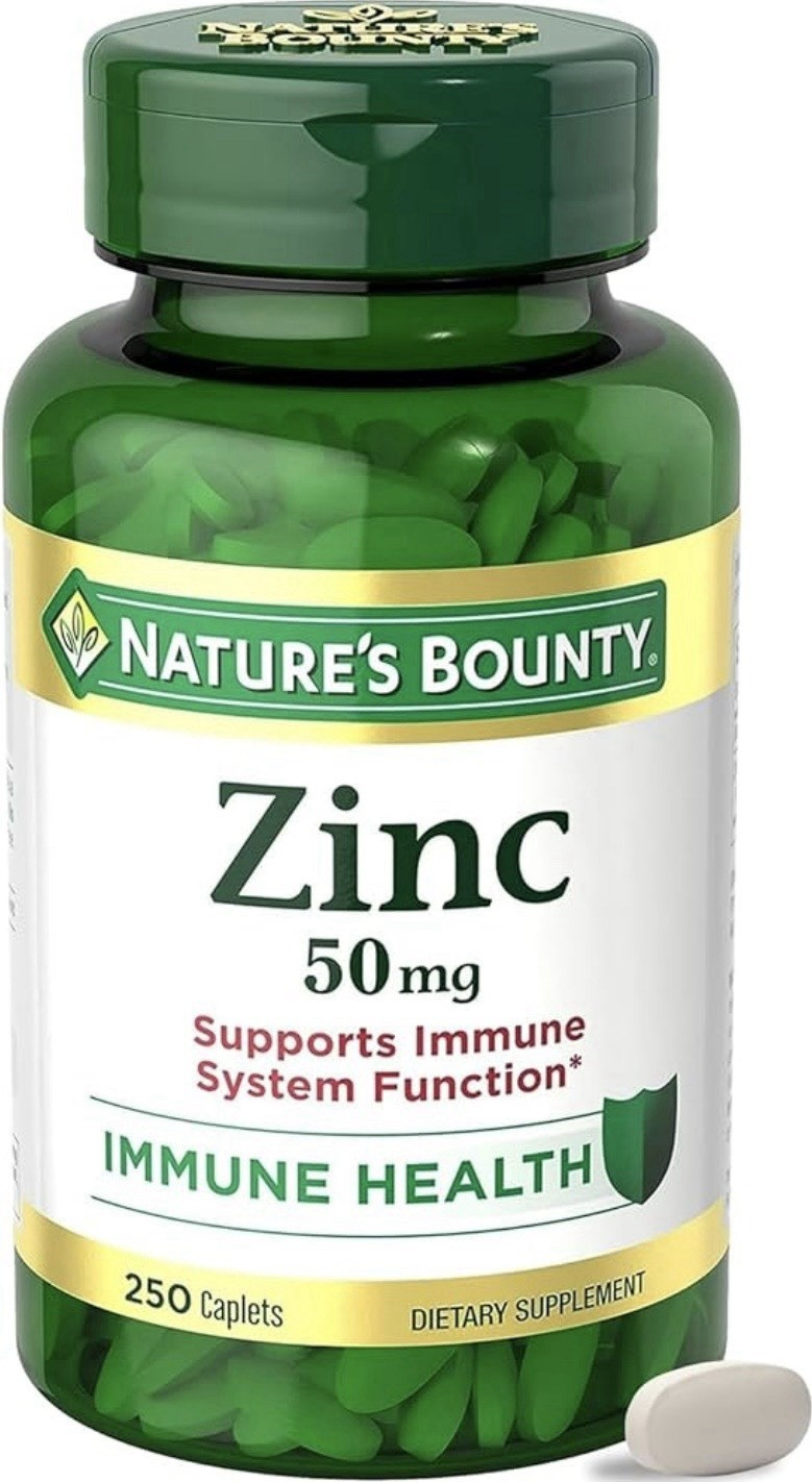 Nature’s Bounty Zinc 50mg 250 Caplets Immune Support Non-GMO No Artificial Color