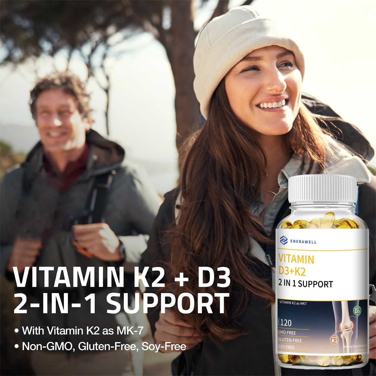 Vitamin D3 500 mcg + K2 10000mcg 120 Capsules Extra Strength D3 K2 02/07/2027