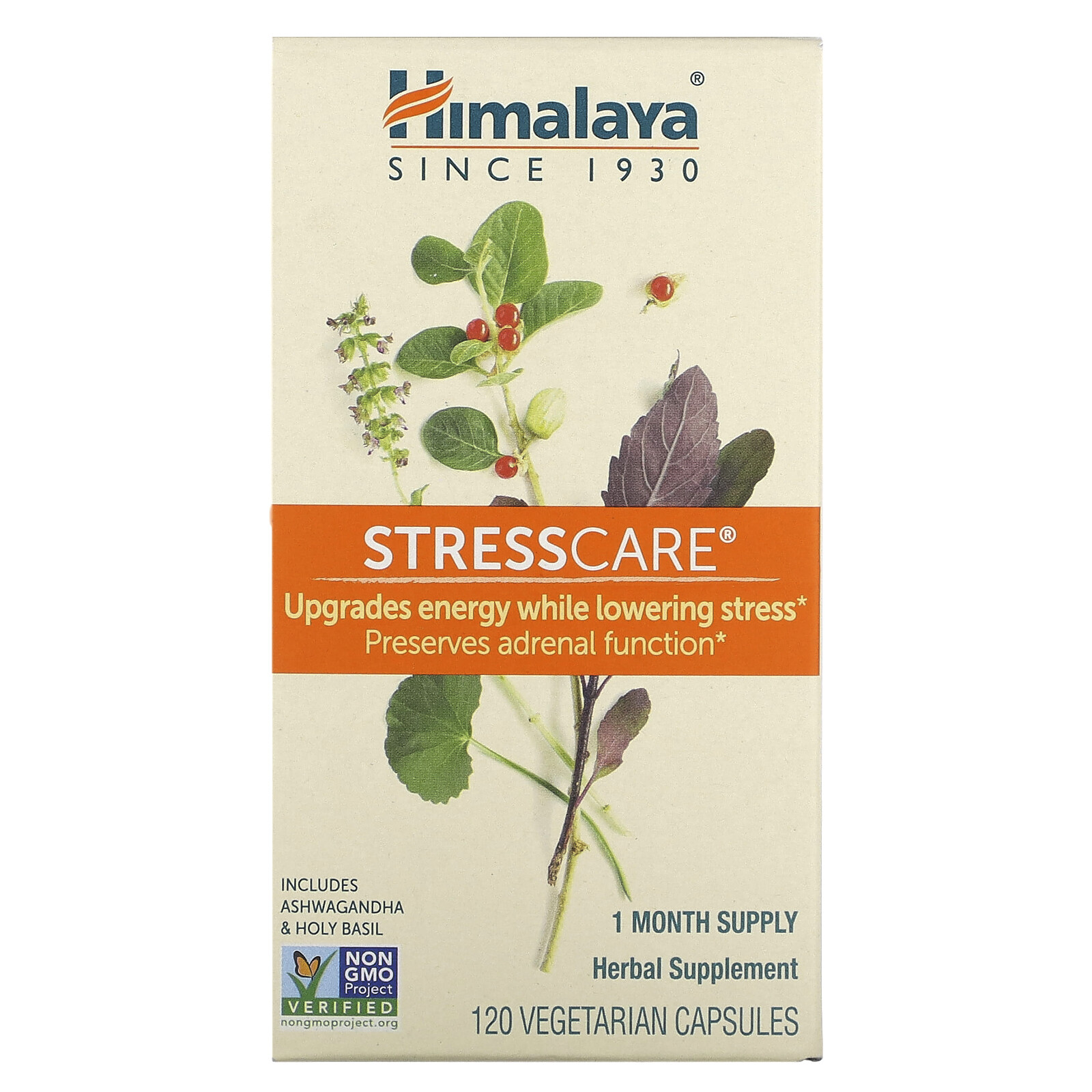 Himalaya StressCare 120 Vegetarian Capsules Dairy-Free, Gluten-Free, Non-GMO,
