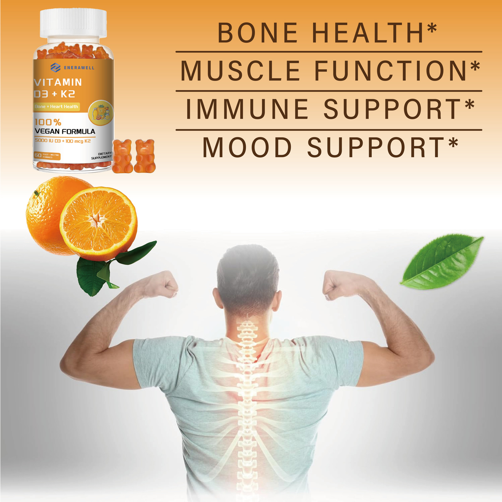 Vitamin K2 (MK7) with D3 5,000IU Supplement,60 Gummies, Immune Health 02/07/2027