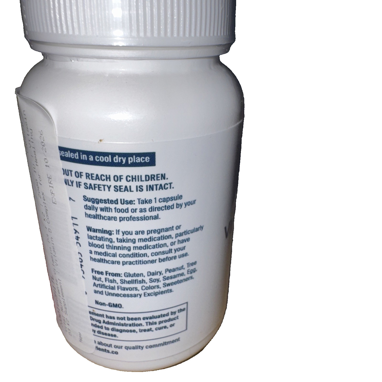 Vital Nutrients Vitamin D3 2000 IU + K2 150 mcg 60 Vegetarian Capsules Ex 10/26