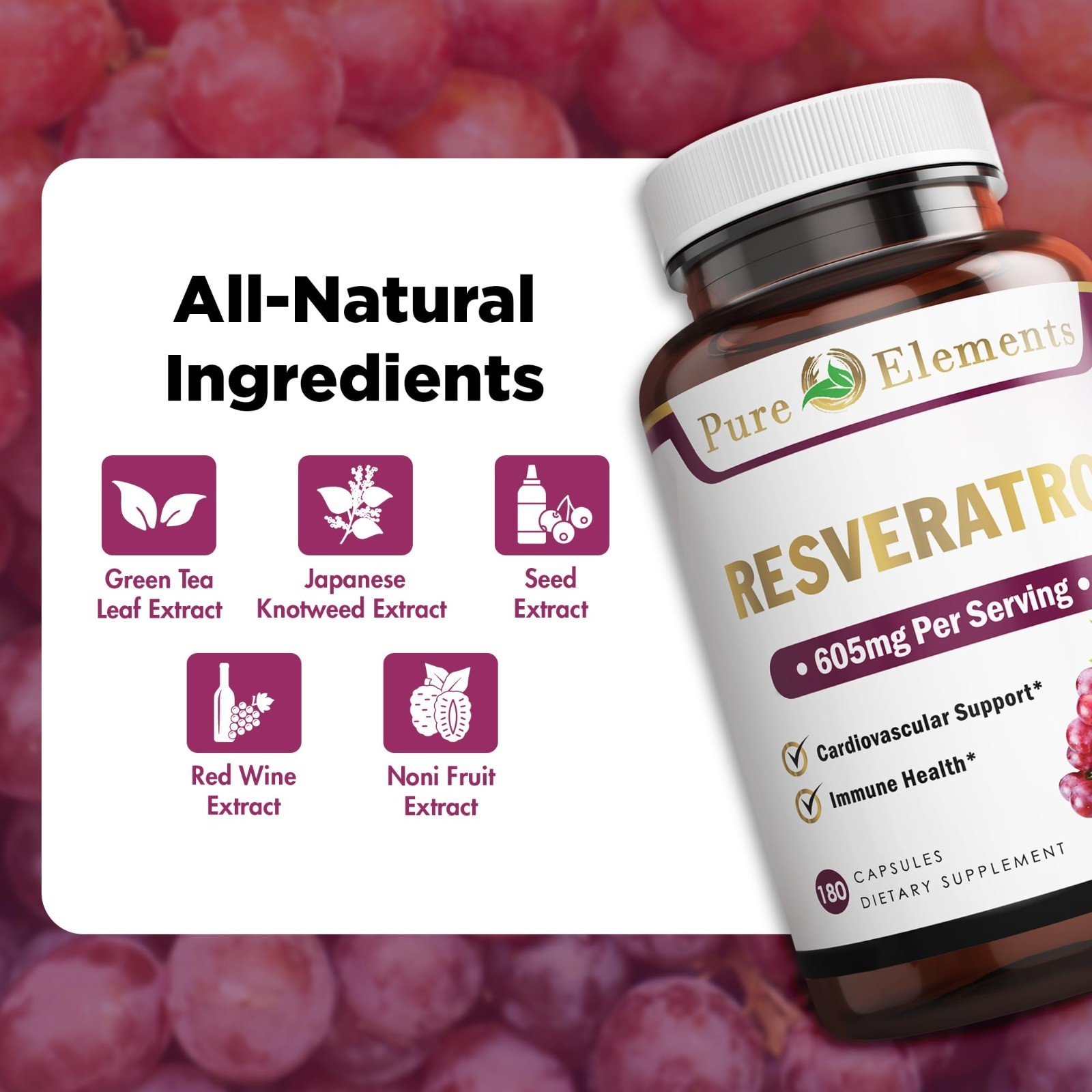 Extra Strength Resveratrol 1450mg for Skin & Immunity Support, 90-Day Supply