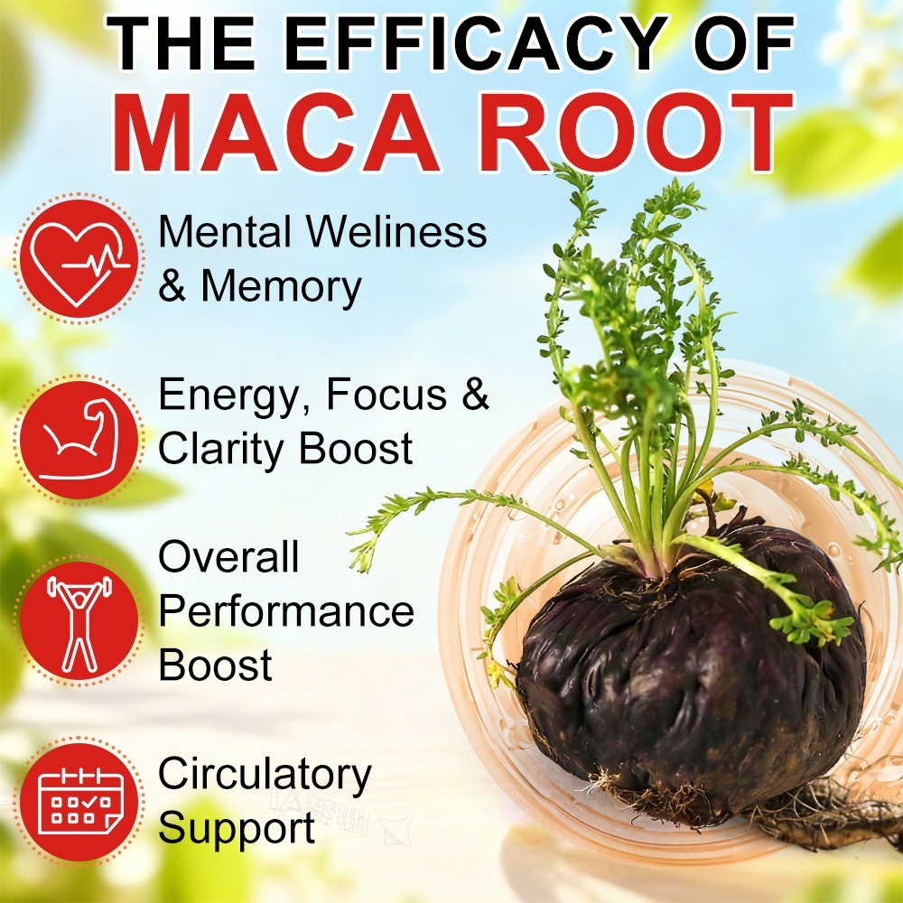 Organic Maca Root + Panax Ginseng 10000mg, Peruvian Maca Extract for Men & Women