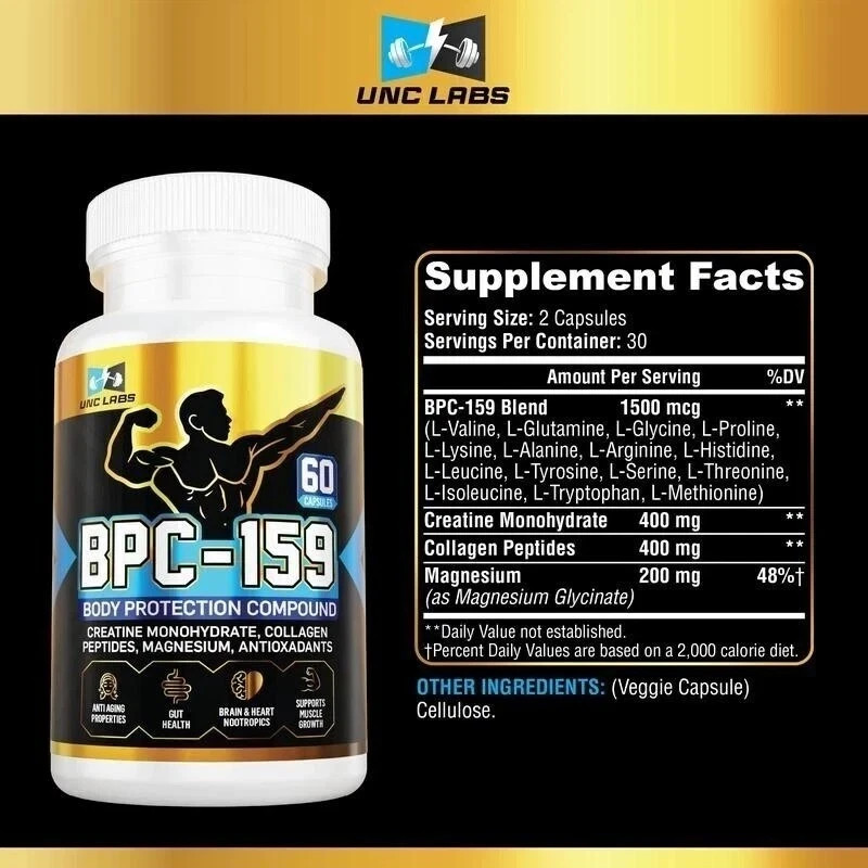 Peptide Capsules with Creatine, Collagen, and Magnesium, Gluten-Free, 60Capsule