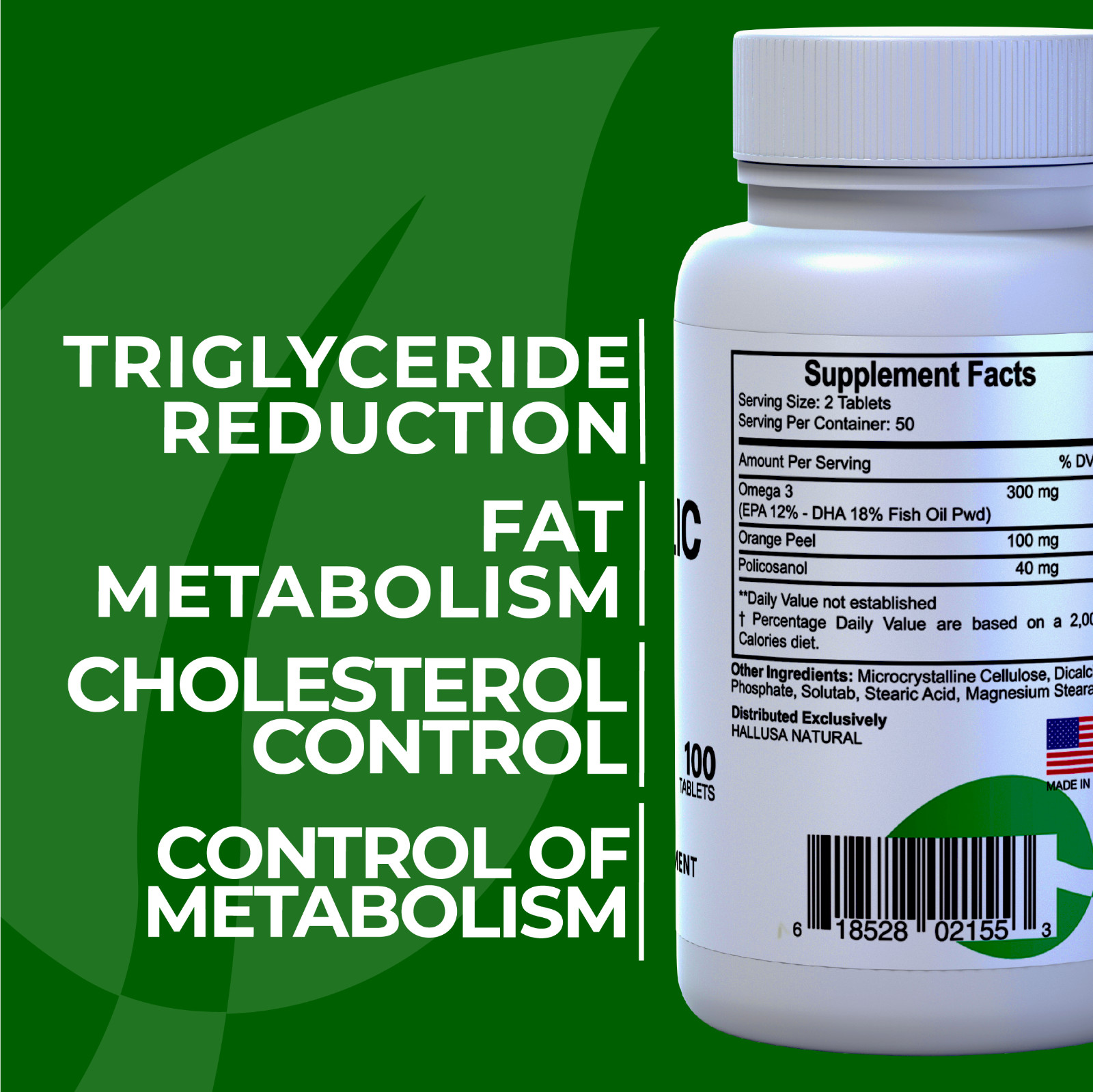 HALLTRIGLIC – Triglycerides & Cholesterol – Cardiovascular Health – 100 Tab