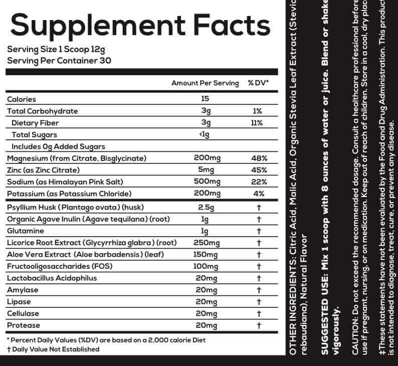 Wild Gut Daily Electrolyte Drink Powder for Digestive Support: Psyllium Husk