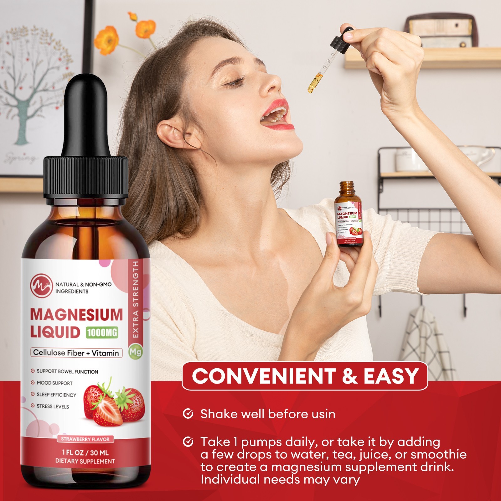 Magnesium Liquid Drops, Magnesium Glycinate,Improve Sleep,Anxiety Relief 60ml
