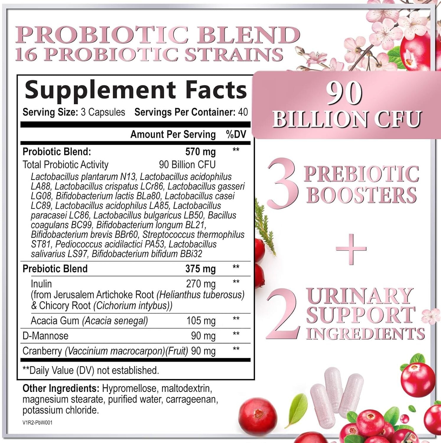Probiotics for Women w/ Prebiotics – Digestive, Vaginal, Urinary & Immune Health