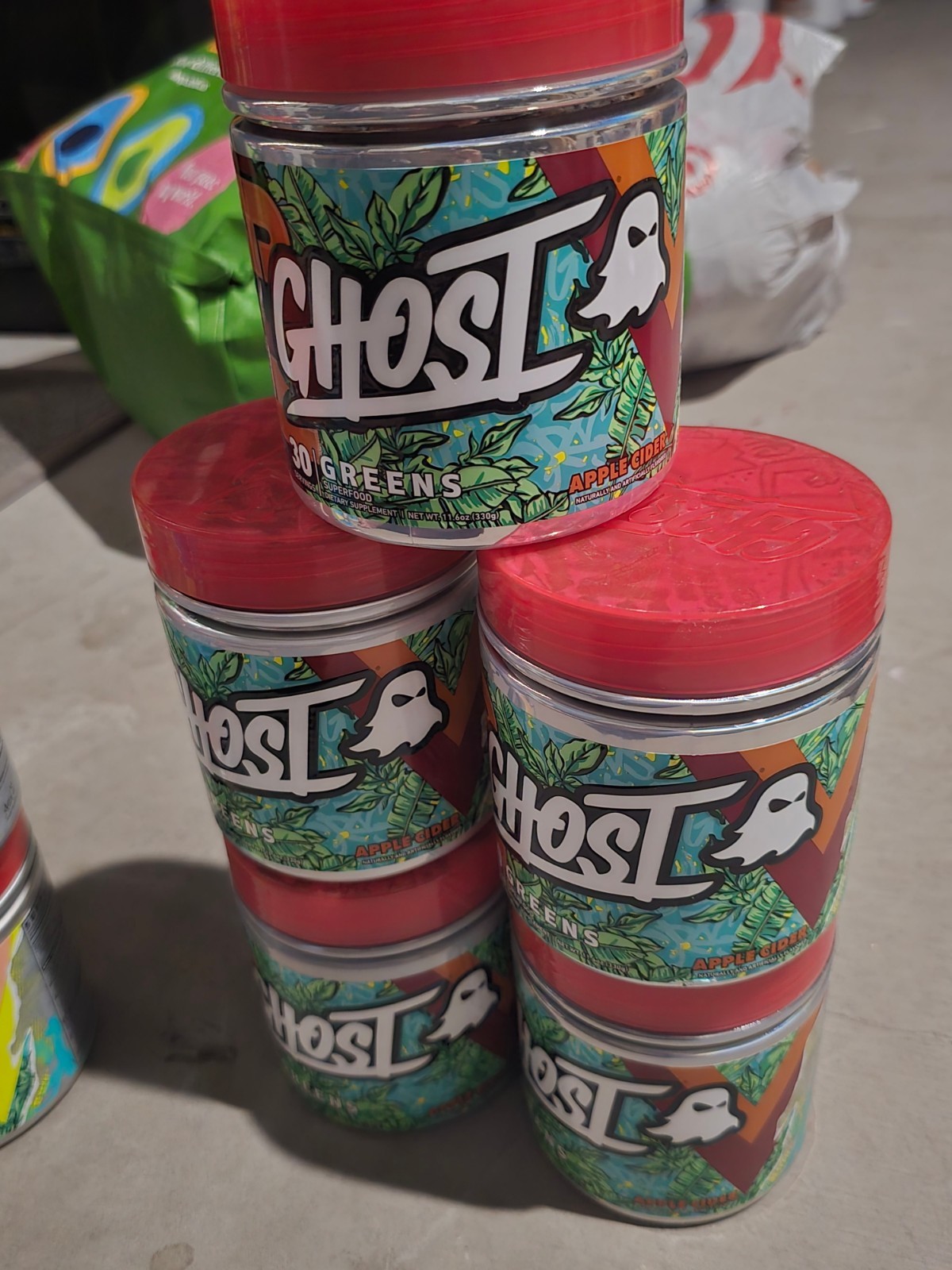 GHOST Greens Apple Cider Expired Collectible Tub Seasonal Flavor