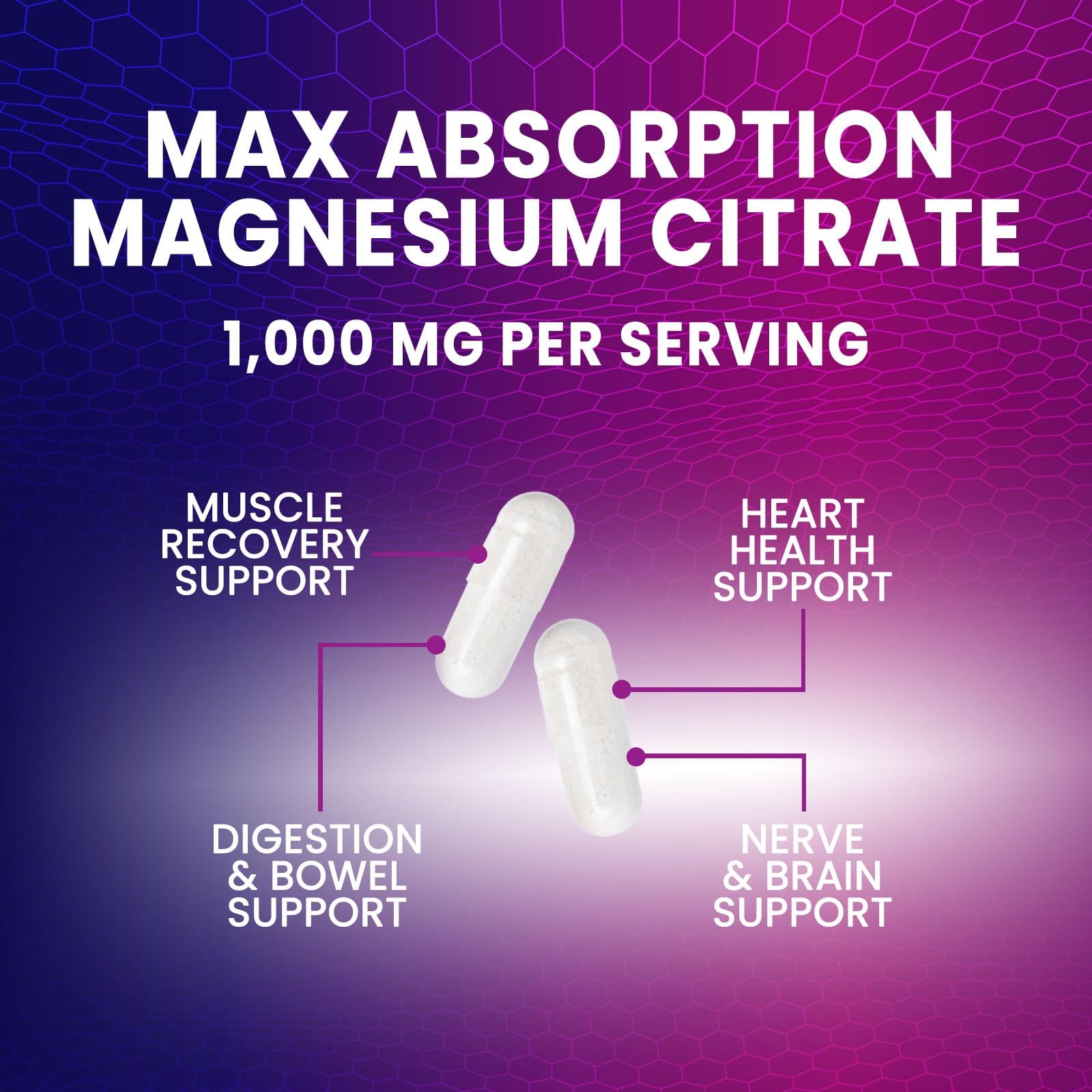 Magnesium Citrate 1000mg Per Serving – 3X Strength 120 Count (Pack of 1)