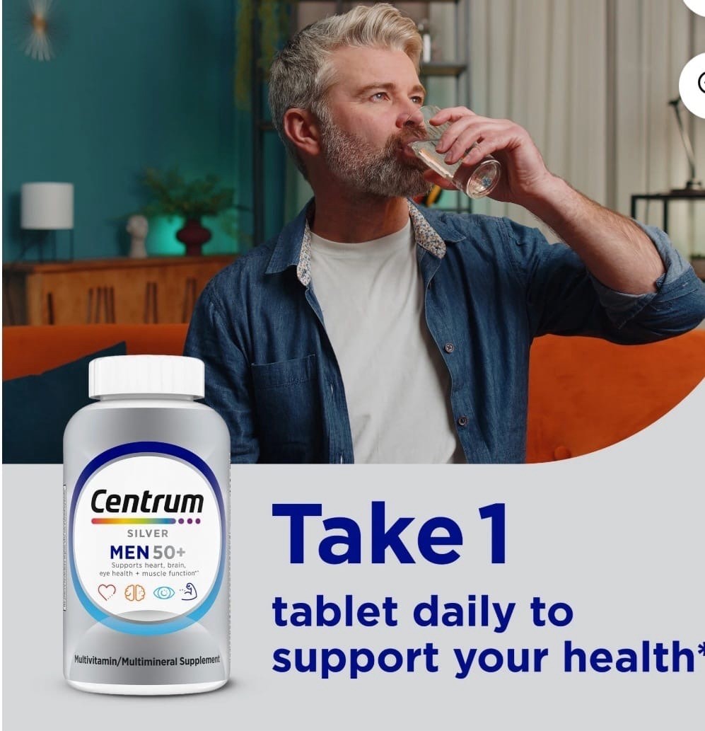 Centrum Silver Men 50+ Multivitamin 100 Tablets Heart Brain Muscle Support