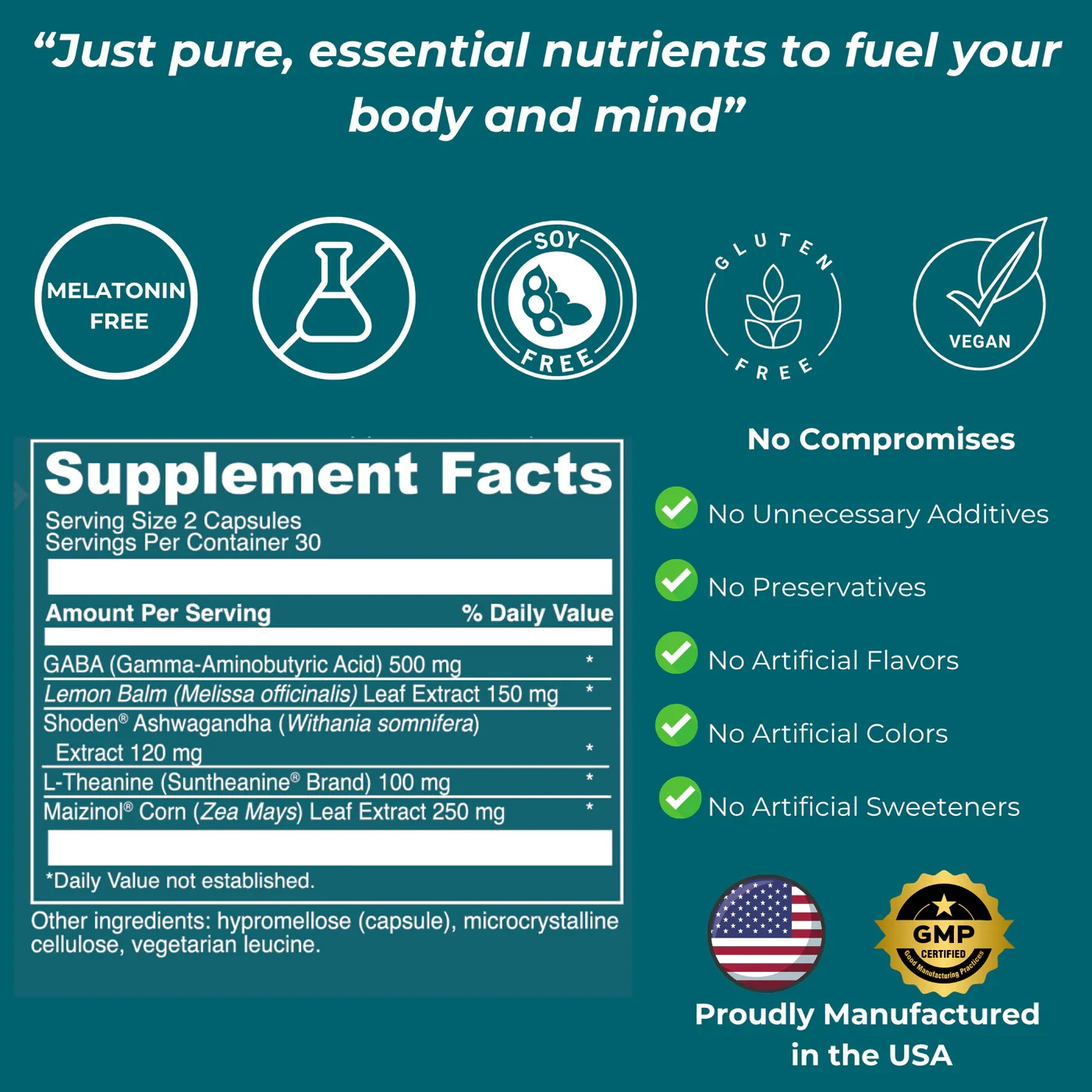 SainVanilla SainRejuvenate Melatonin-Free Sleep Supplement 60 Caps Stress Relief
