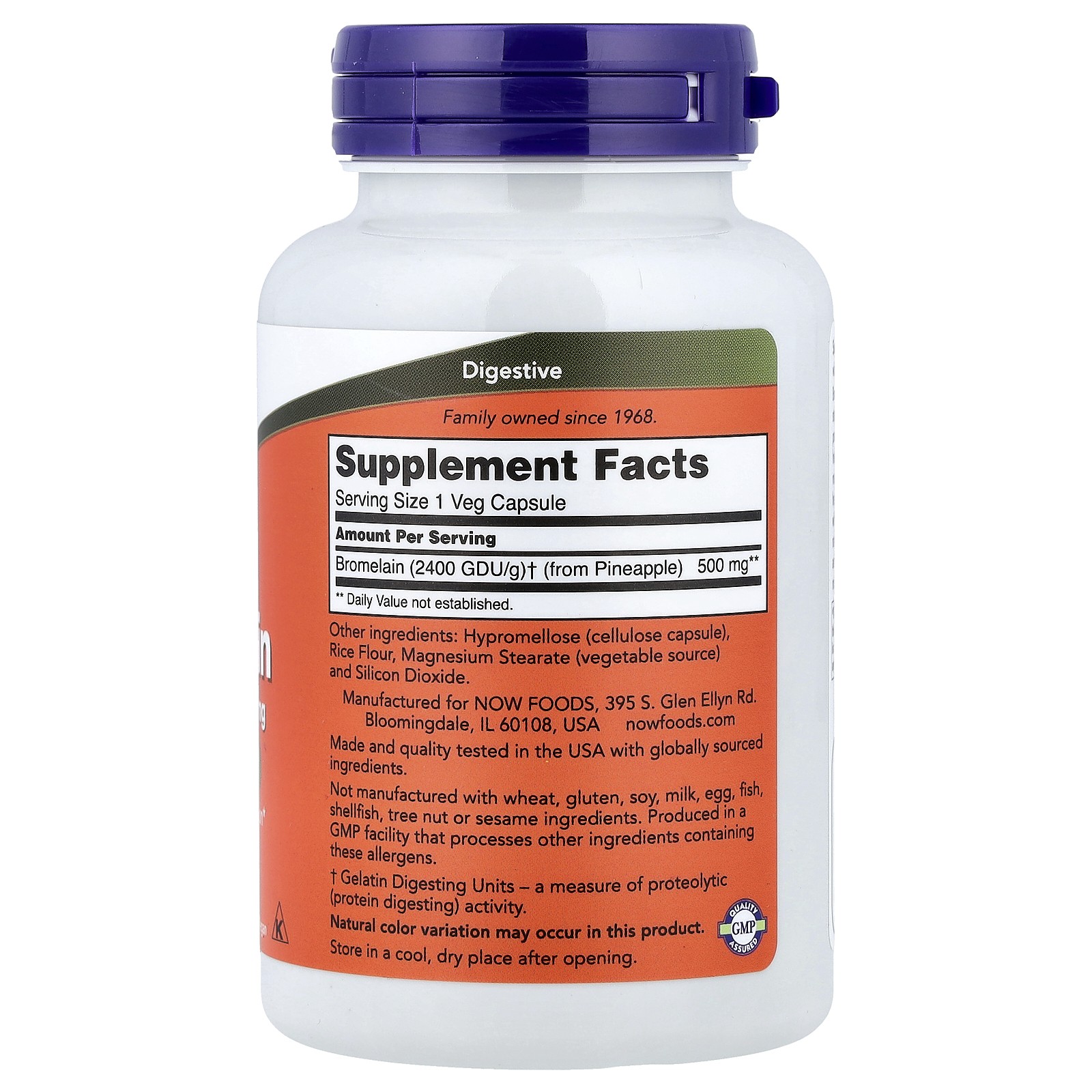 Now Foods Bromelain 500 mg 120 Veg Capsules GMP Quality Assured, Vegan,