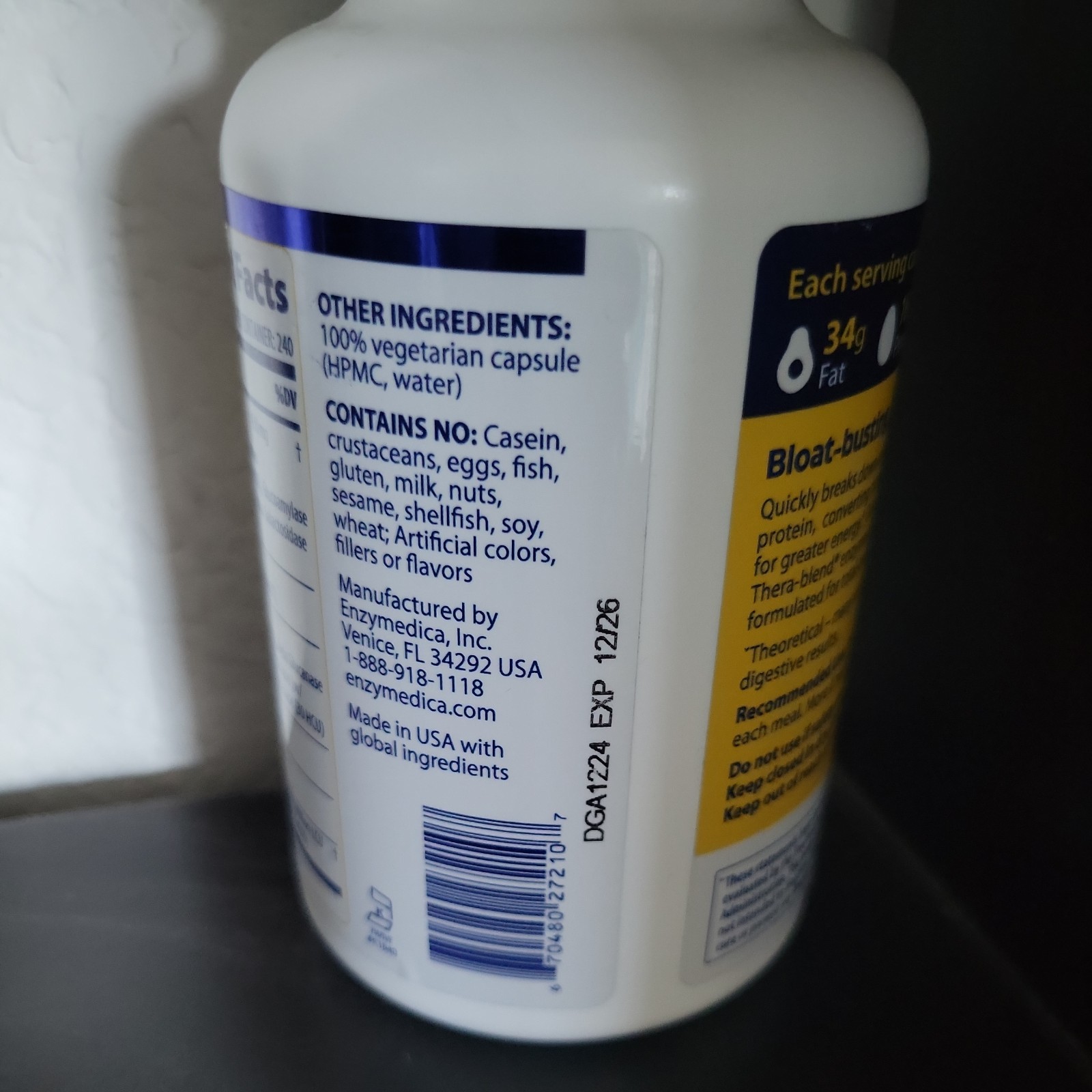 Enzymedica Digest Gold + ATPro Maximum Strength 240 Capsules Fast Acting