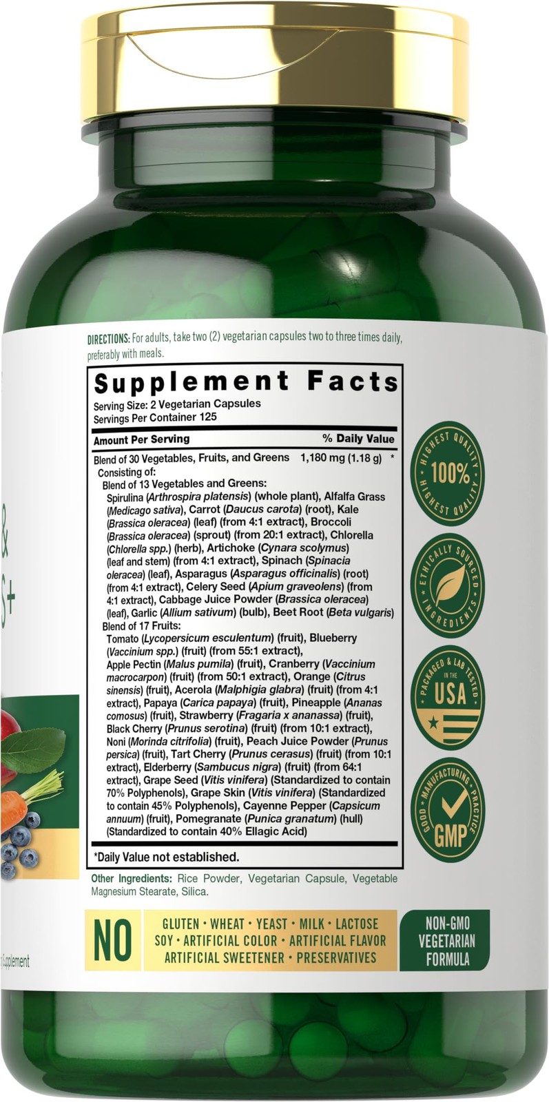 Carlyle Fruits and Veggies Supplement | 250 Capsules | 250 Count (Pack of 1)