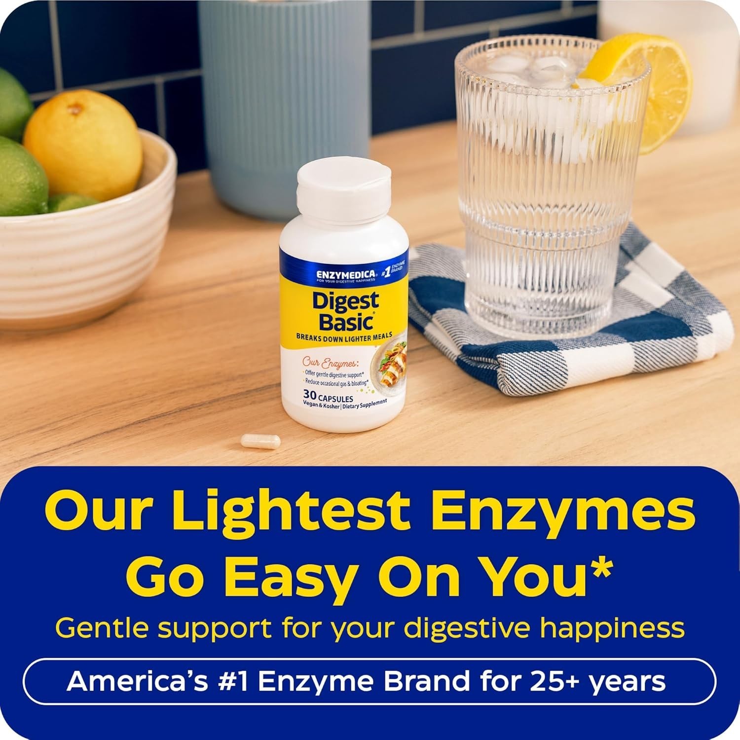 Enzymedica Digest Basic – Digestive Enzyme Supplement for Women & Men
