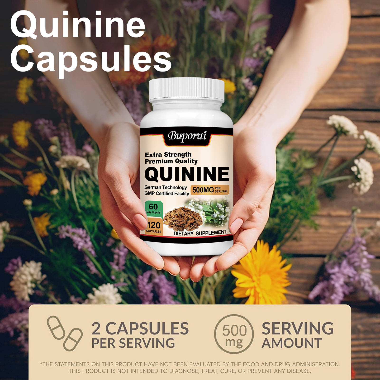 Quinine Capsules 500mg – Relieve Leg Cramps, Digestive Support, Joint Health