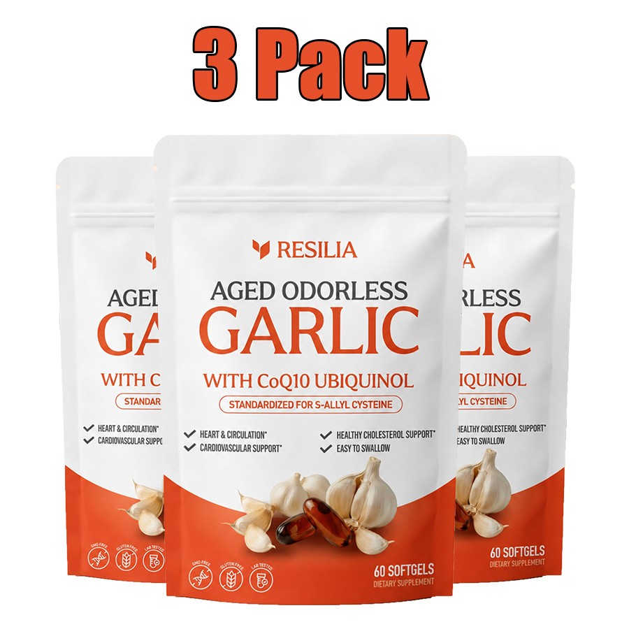 1/2/3 Pack Resilia Garlic Extract 1200mg Softgels – Odorless Aged Garlic Extra