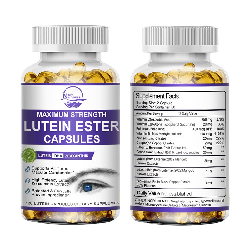 120Pcs Eye Vitamins Lutein,Zeaxanthin,Relief Eye Strain,Vision Health,Supplement