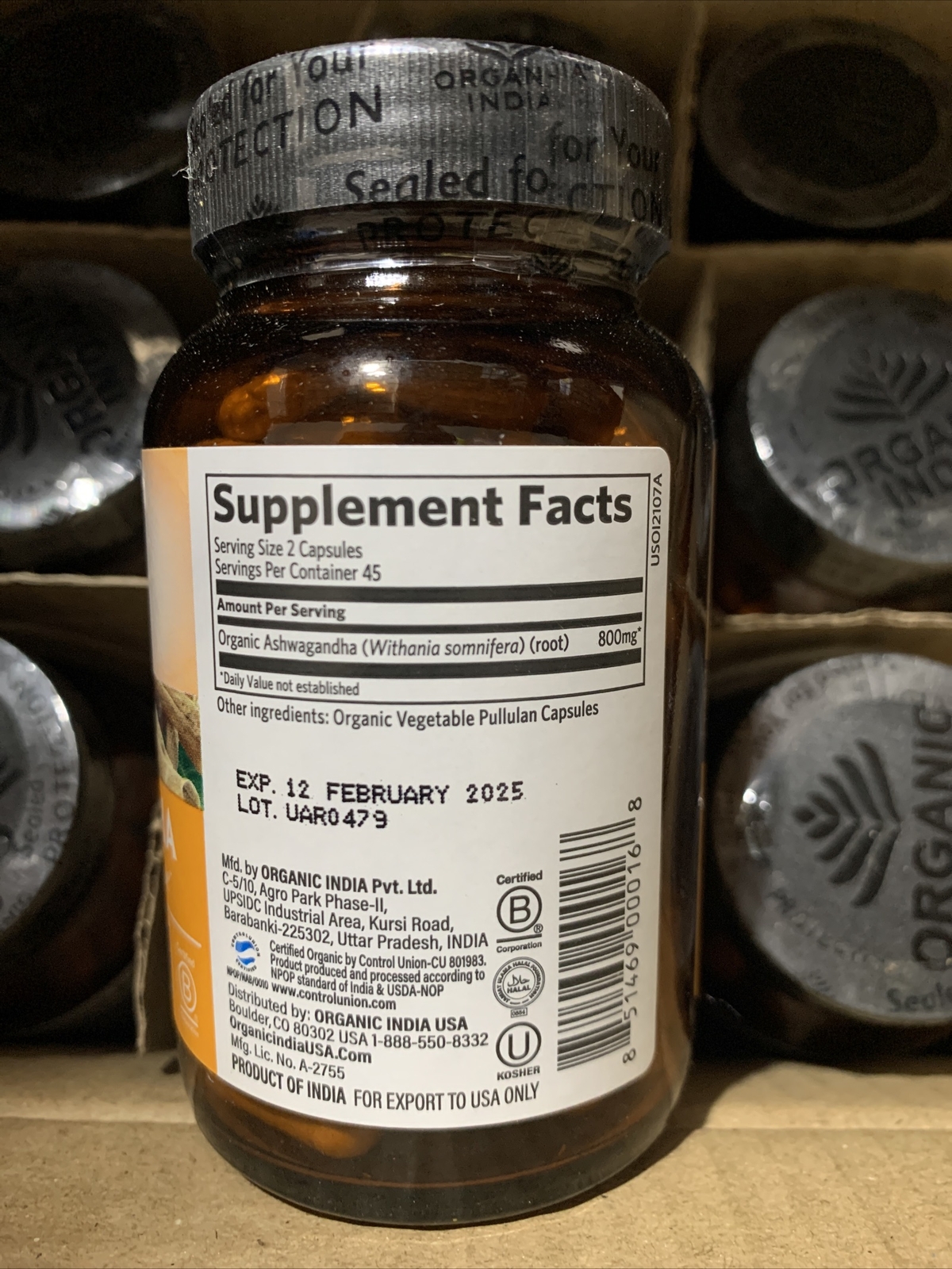 12x Case Pack – Organic India Ashwagandha Healthy Stress 90 Ct, Exp 2/2025