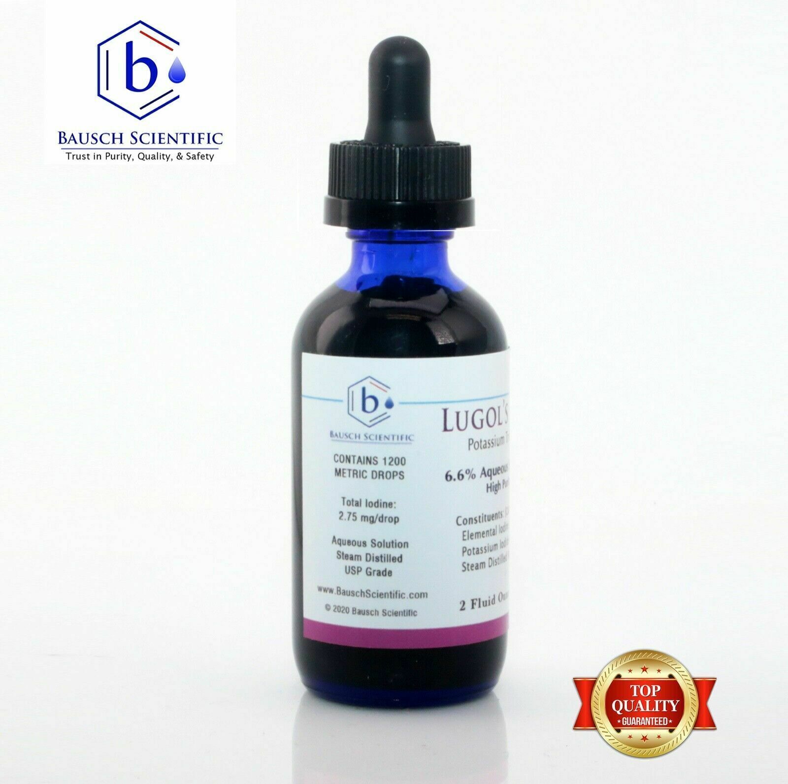 BAUSCH SCIENTIFIC Lugol’s Solution of Iodine 2% 2oz Economy Pack (12 Bottles)