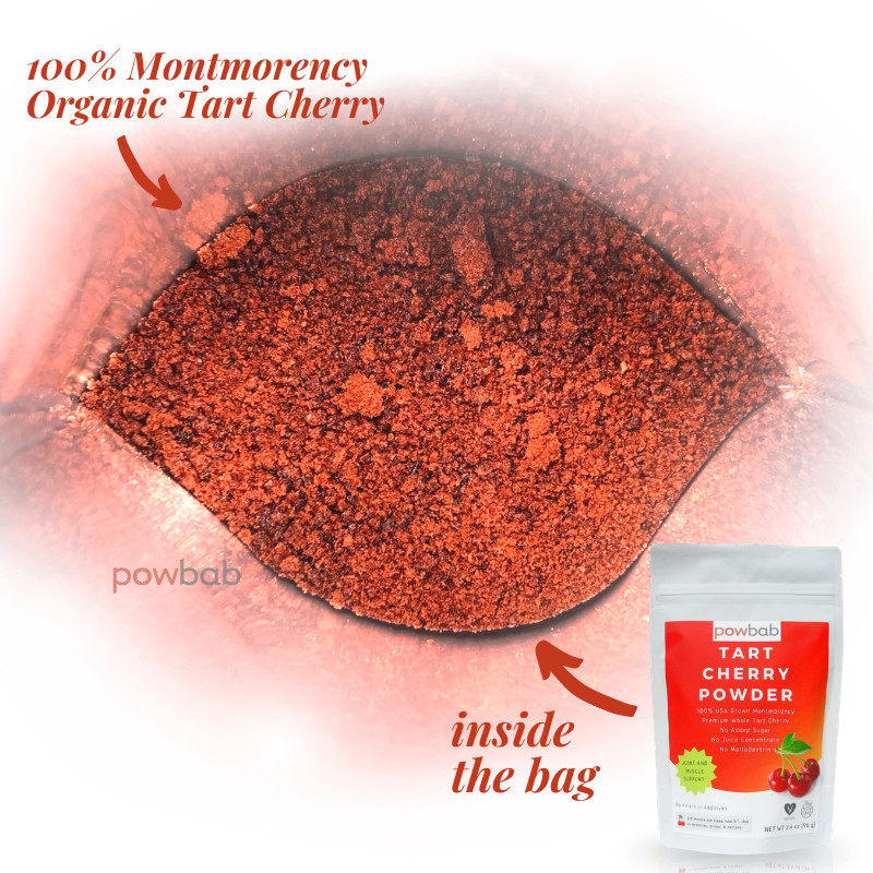 powbab Tart Cherry Powder-100% USA Montmorency Organic Whole Tart Cherry (3.4oz)