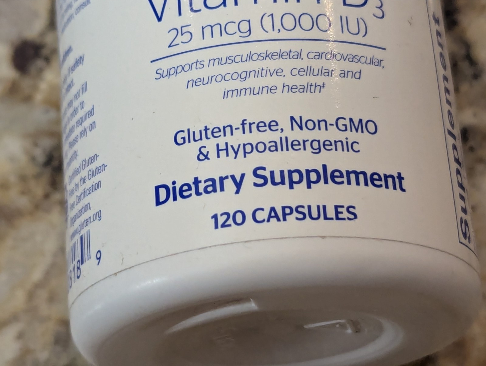 Pure Encapsulations Vitamin D3 25mcg Supplement 120 capsules exp: 01/2028