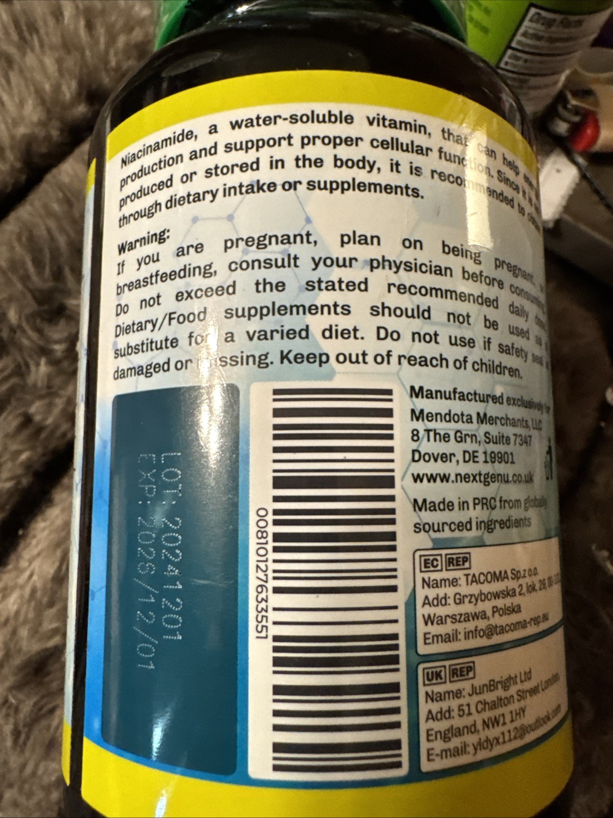 NEXT GEN U – Niacinamide (Vitamin B3) 500mg, 240 Capsules – Flush, Gluten Free